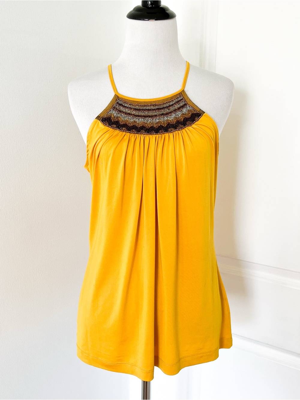 Vintage Worthington Yellow Beaded Embellished Camisole Top - Small
